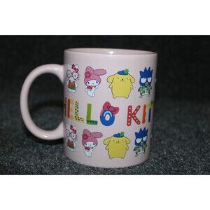 Sanrio Hello Kitty Eating & Friends Pink Ceramic Mug Bioworld 16OZ (NEW)